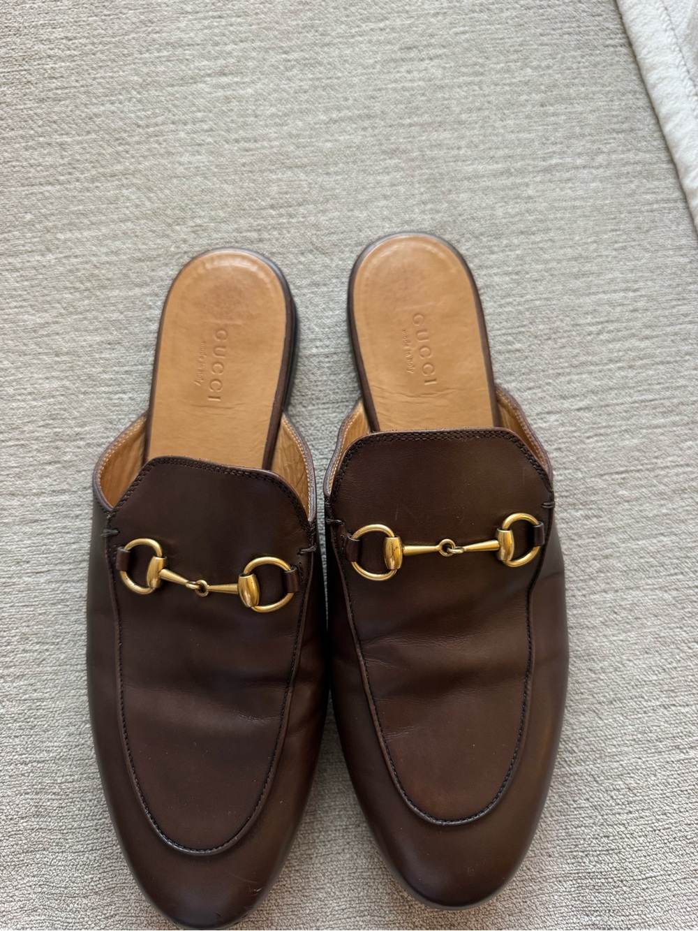 Gucci Brown Leather Slip-On Loafers with Gold Horsebit Detail - Picture 7 of 7